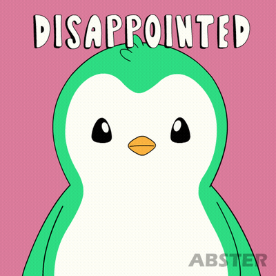 An Illustration Of A Penguin With Disappointed Written Below It GIF