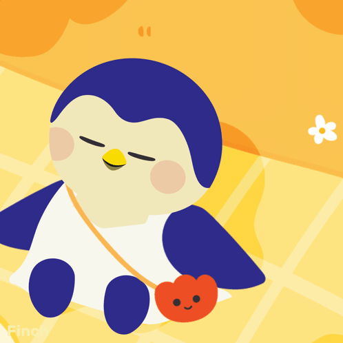 An Illustration Of A Penguin With The Word Take Written Above It GIF