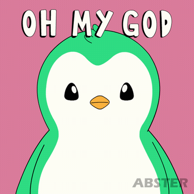An Illustration Of A Penguin With The Words Oh My God Written Above It GIF