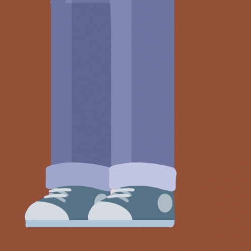 An Illustration Of A Pink Bird Peeking Out From Behind A Person 'S Leg GIF