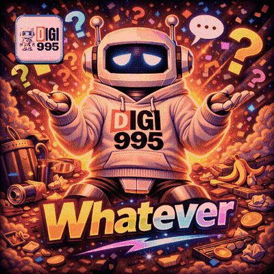 An Illustration Of A Robot Wearing A Digi 985 Sweatshirt GIF