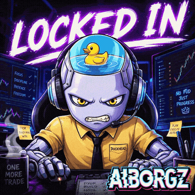 An Illustration Of A Robot With A Rubber Duck In His Head And The Words " Locked In " Above Him GIF