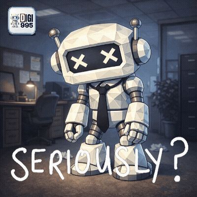 An Illustration Of A Robot With The Words Seriously Written Underneath It GIF