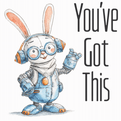An Illustration Of A Robotic Bunny With The Words You 'Ve Got This GIF
