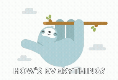 An Illustration Of A Sloth Hanging From A Tree Branch With The Words How 'S Everything Below It GIF