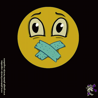 An Illustration Of A Smiley Face With Tape Over Its Mouth And The Word Mute In Red GIF