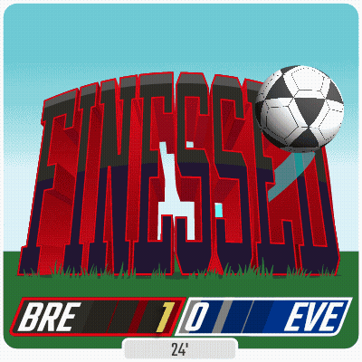 An Illustration Of A Soccer Game Between Bre And Eve With The Score Of 1-0 GIF