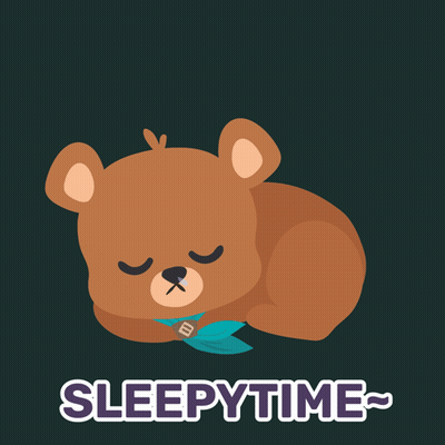 An Illustration Of A Teddy Bear Sleeping With The Words Sleepytime Below It GIF