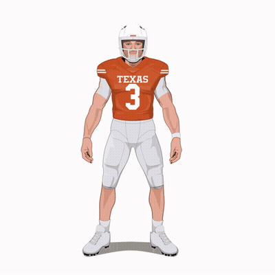 An Illustration Of A Texas Football Player Wearing A Number 3 Jersey GIF
