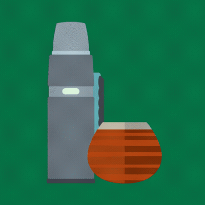 An Illustration Of A Thermos And A Cup Of Tea With A Straw GIF