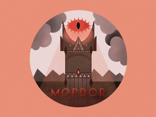 An Illustration Of A Tower With The Word Mordor In Red Letters GIF