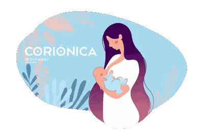 An Illustration Of A Woman Breastfeeding A Baby With The Words Corionica Momwear Sticker