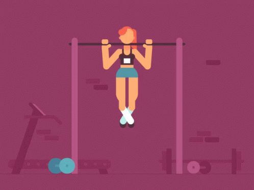 An Illustration Of A Woman Doing Pull Ups On A Bar GIF