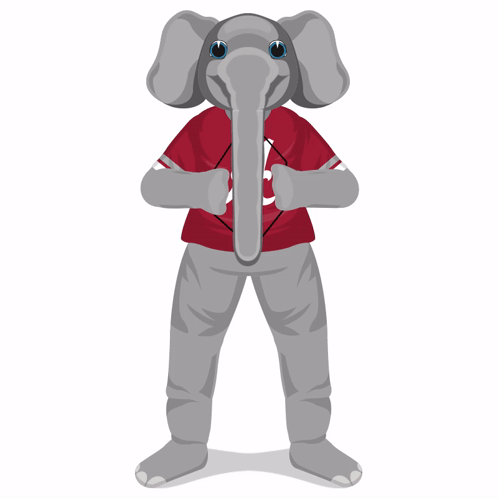 An Illustration Of An Elephant Holding A Sign That Says Roll Tide GIF