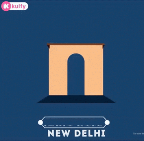 An Illustration Of The India Gate New Delhi On A Blue Background GIF