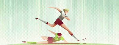 An Illustration Of Two Soccer Players Playing Soccer GIF
