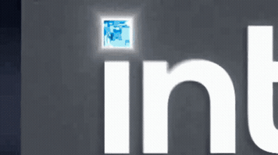 An Intel Evo Logo Is Shown On A Black Background GIF