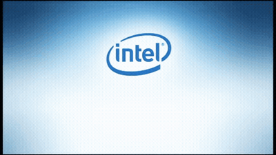 An Intel Logo Is On A Blue Background GIF