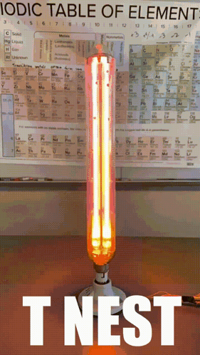 An Iodic Table Of Elements Is Behind A Light Bulb GIF