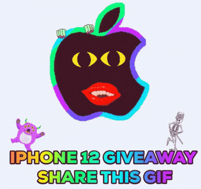 An Iphone 12 Giveaway Share This Gif With A Monster And A Skeleton GIF