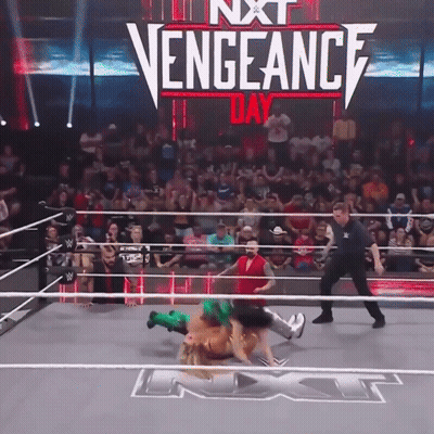 An Nxt Vengeance Day Wrestling Match Takes Place In Front Of A Large Crowd GIF