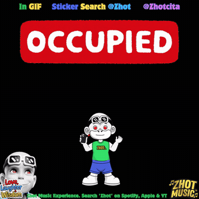 An Occupied Sign With A Monkey Holding A Cell Phone GIF