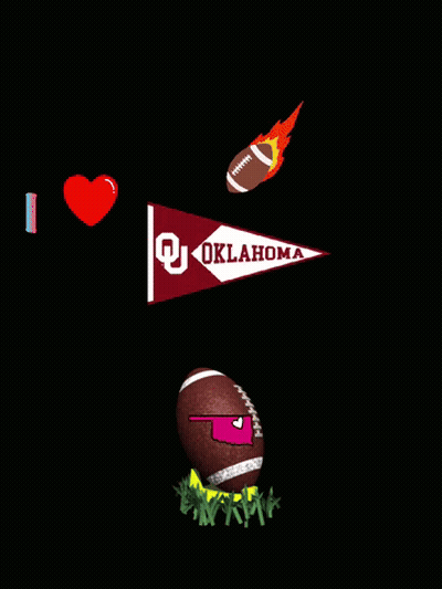 An Oklahoma Flag With A Football And A Heart GIF