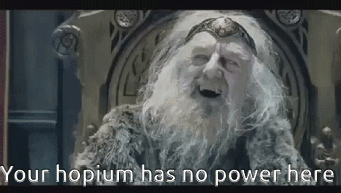 An Old Man With A Beard Is Sitting On A Throne With The Words Your Hobium Has No Power Here . GIF