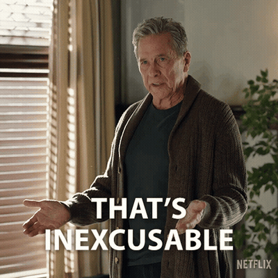 An Older Man In A Brown Cardigan Says That 'S Inexcusable GIF