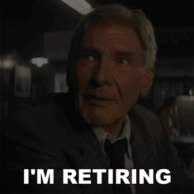 An Older Man In A Suit And Tie Says " I 'M Retiring " GIF