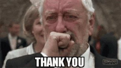 An Older Man Is Crying And Saying Thank You . GIF