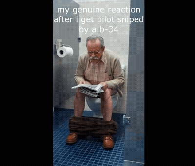 An Older Man Sits On A Toilet Reading A Newspaper With His Pants Down GIF