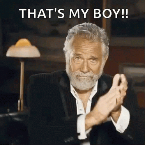 An Older Man With A Beard Is Clapping His Hands And Saying That 'S My Boy . GIF