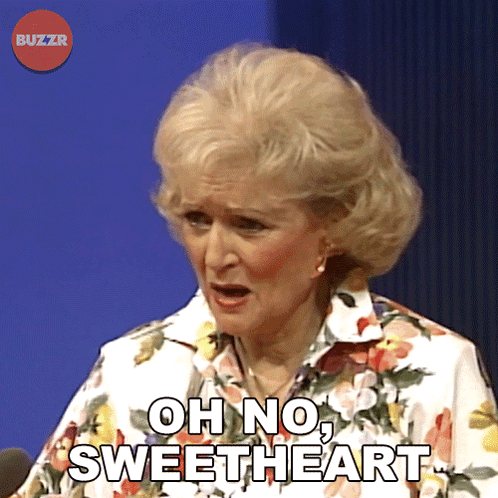 An Older Woman Says Oh No Sweetheart In Front Of A Blue Background GIF