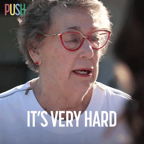 An Older Woman Wearing Glasses Says " It 'S Very Hard " GIF