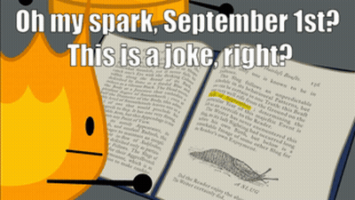 An Open Book With The Words Oh My Spark September 1St This Is A Joke Right Written On It GIF