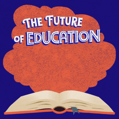 An Open Book With The Words " The Future Of Education " Behind It GIF