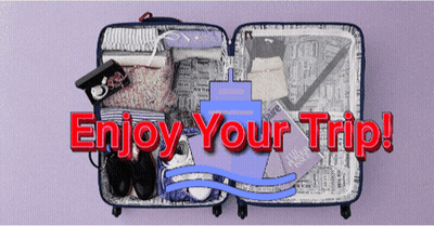 An Open Suitcase With The Words Enjoy Your Trip Written Above It GIF