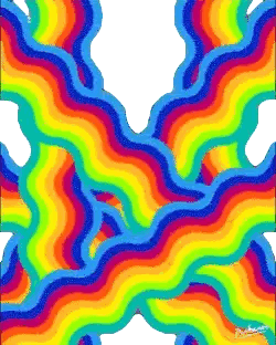 An Optical Illusion Of A Rainbow Colored Pattern With A White Background Sticker