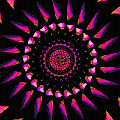 An Optical Illusion Of A Spiral With Green And Yellow Rays GIF