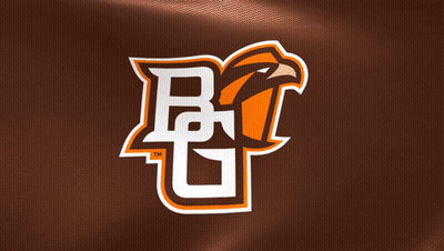 An Orange And White Logo With The Letter B And G On A Brown Background GIF