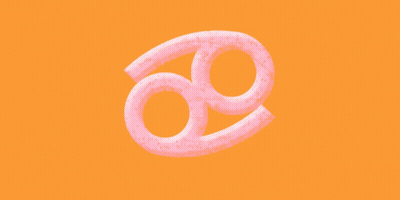 An Orange Background With The Words Cancer Traits Written In White Letters GIF