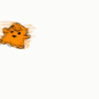 An Orange Ghost With A Swirl On Its Head And The Word Positive Below It GIF