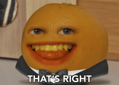 An Orange In A Tuxedo With The Words That 'S Right On It GIF