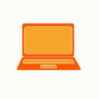 An Orange Laptop Computer Icon With A White Background . GIF