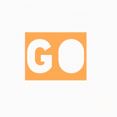 An Orange Square With The Word Go In White GIF