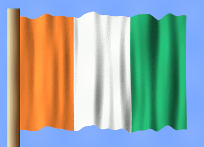 An Orange White And Green Flag With A Blue Sky In The Background GIF