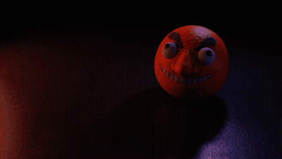 An Orange With A Cartoon Face And Smoke Coming Out Of It GIF