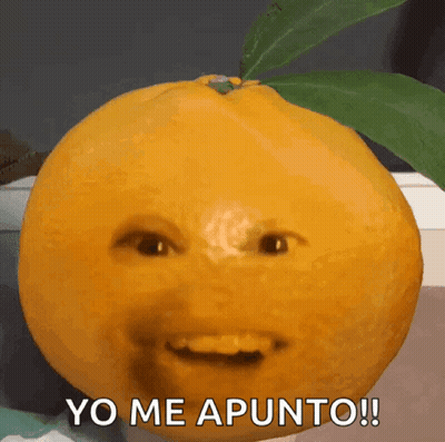 An Orange With A Face And The Words Yo Me Apunto Written Below It GIF