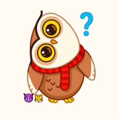 An Owl Wearing A Scarf Has A Question Mark On Its Head GIF